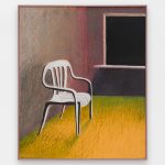 Chambre avec chaise sans spectateur, 2017, Oil, wax, pastel & oil stick on paper, 61 x 51 cm