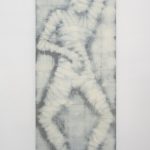 Mummie C, 2016, bleach on denim, 180 x 75 cm