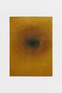 Bruin met Gat/Vlek, 2021, oil stick, wax pastel on paper, 80 × 58 cm